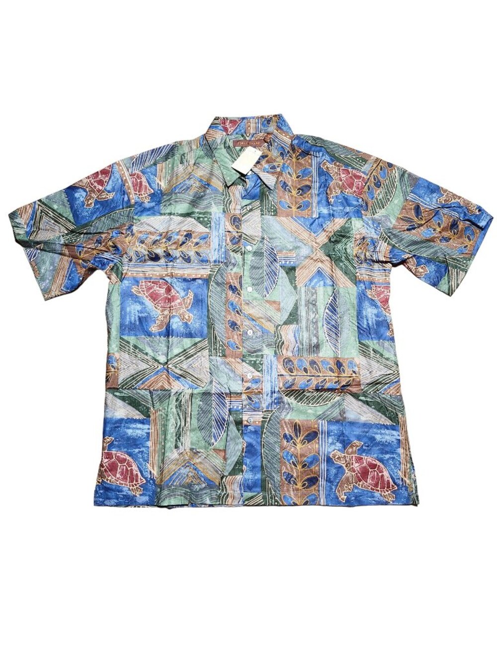 Tori Richard Turtuga Turtle Hawaiian Aloha Shirt Mens Button-Up Large Ocean Blue